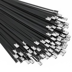 Metal Zip Ties black 100pcs 11.8 inch 304Stainless steel Epoxy Coated Cable T…
