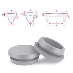 2-60mm Hole Plug Silicone Rubber T-Insert Bung Blanking Seal Cap Pipe Tube Grey