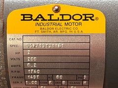 Used Baldor-Reliance Industrial Motor 2 HP 1740RPM 200V 6.2A Good Condition