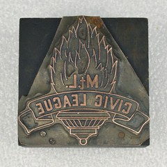 VTG Mt Lebanon PA Civic League Copper & Wood Letterpress Printing Printer Block