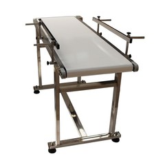 53×15.7in White PVC Belt Conveyor Machine 110V Double Guardrails Speed Adjustabl