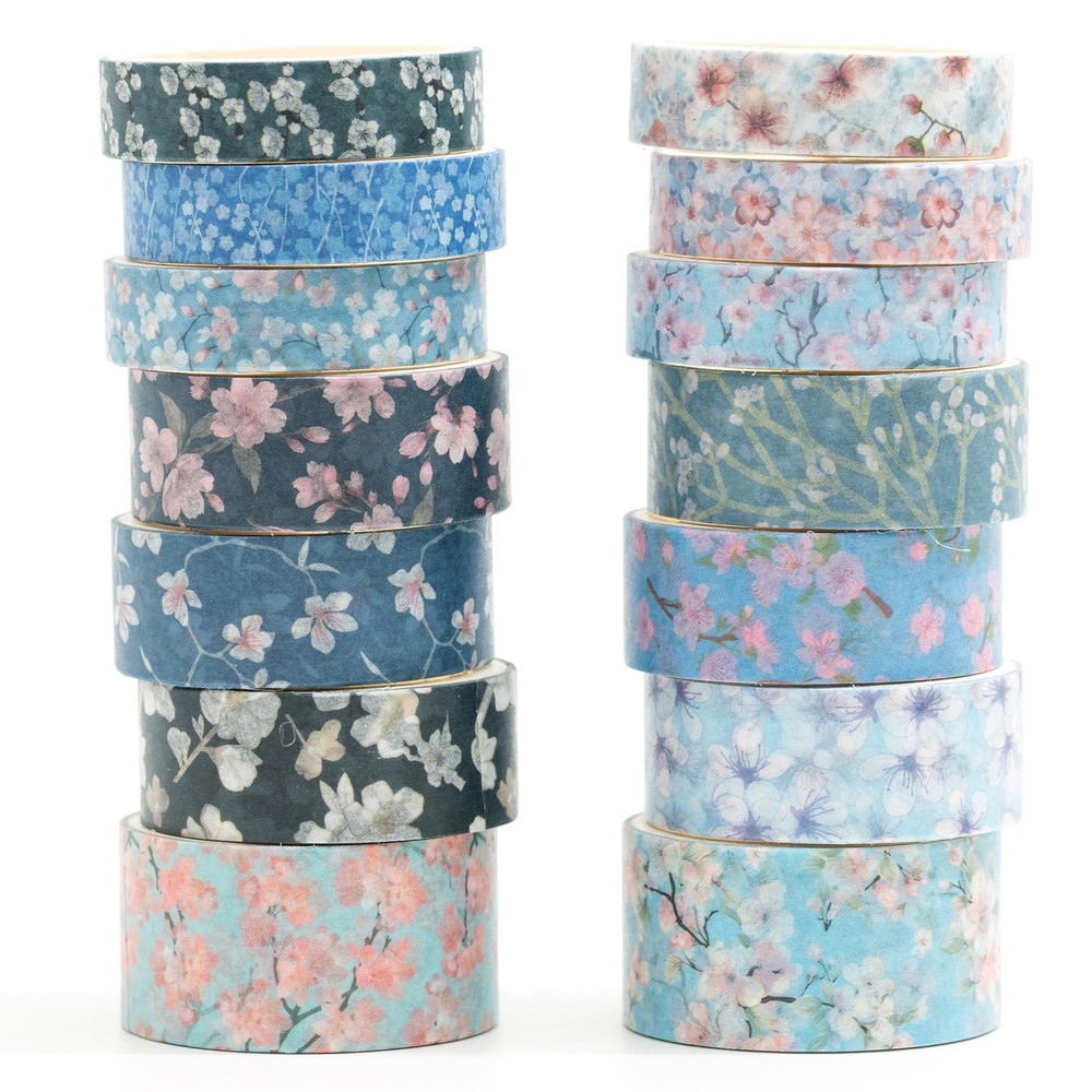 14 Rolls Sakura Washi Tape Set Flowers Arts Adhesive Tapes Cherry Blossom Dec…