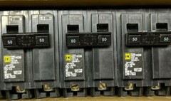 HOM250 Square D 50 Amp 240V 2 Pole Plug In Circuit Breaker Type HOM New Qty 1