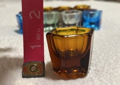 LOT OF 12 VINTAGE Amber Blue Clear Green Glass Dappen Dish Dental, Nail Spa Used