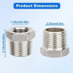 5PCS Stainless Steel Hex Bushing Reducer 1/2″ NPT to 1/4″ NPT