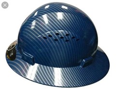 TrueCrest Fiberglass Full Brim Hard Hat Blue Silver Carbon Fiber HNTE-FG-SPBL NW