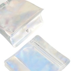 Multi-Sizes Glossy Square Double side Holographic Stand Up Foil Bag Resealable