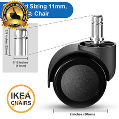 Office Chair Wheels Replacement, 5 Pcs 2 Inch Office Chair Casters Heavy Duty, C