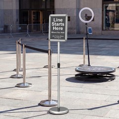 Sign Holder Stand 8.5 x 11 Inch w/ Snap-Open Frame & 360° Rotation for Malls
