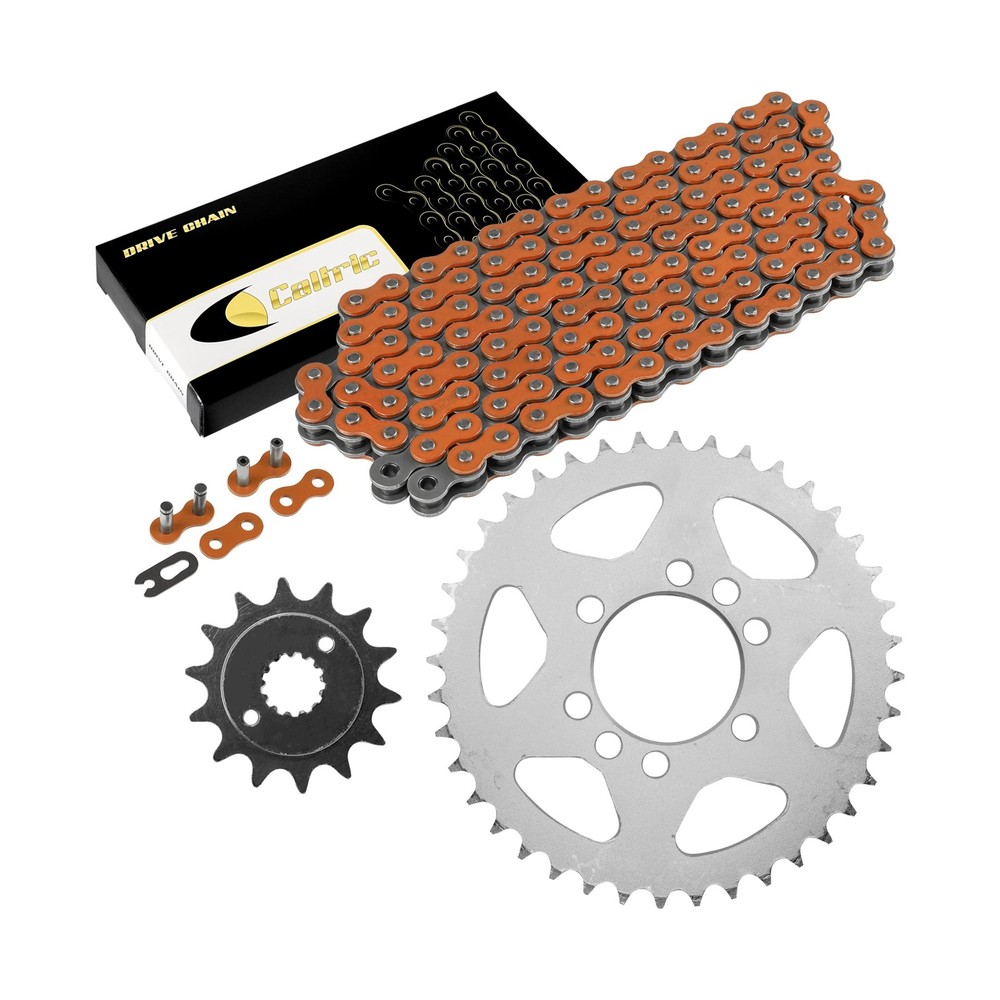 Caltric Orange Drive Chain And Sprockets Kit Compatible with Kawasaki Kfx400 …