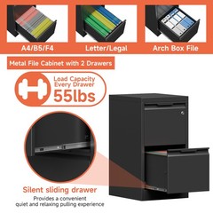 Metal 2 Drawer File Cabinet with Lock Storage 2 Drawer Filing Cabinet Vertical