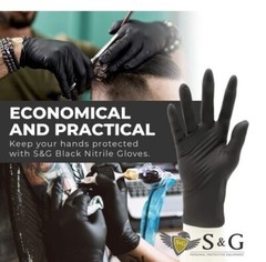 S&G Black Nitrile Gloves Latex Powder Free 5 Mil 1000pcs M/L/XL
