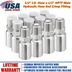 12 x 1/2″ I.D. Hose x 1/2″ NPTF Male W/ Cover Hydraulic Hose End Crimp Fitting