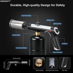 Powerful Propane Torch Gun with One-Tap Max Power & Safety Lock, Adjustable F…