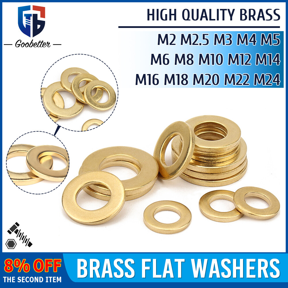 M2 M2.5 M3 M4 M5 M6 M8 M10 M12 M14 M16 M18 M20 M22 M24 Form A Flat Washers Brass