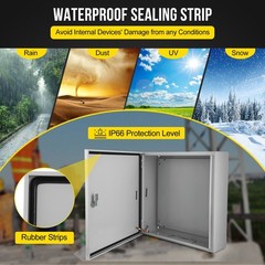 IP66 Steel Electrical Enclosure Box with Lock & Waterproof Seal , 16″Lx16″Hx6″W