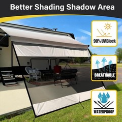 RV Awning Sun Shade Screen 8’×15’3”(Fit for 16′ Awning),Mesh Oxford Sunscr