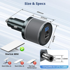 For Starlink Mini Car Adapter, 12V/24V Car Charger to 30V Step up for Starlink M