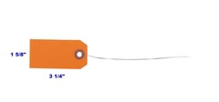 100 Orange Tags with Wire 3 1/4″ x 1 5/8″ Size 2 Inventory Shipping Hang Tag