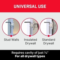 Heavy Duty Drywall Anchors Kit – Holds 255lbs, 6 Pack with Screws & Drill Bit