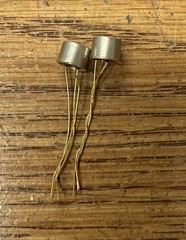 (2) 2N444A Texas Instruments Germanium NPN Transistors NOS Gold Leads