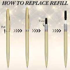 Fuutreo 50 Pack Gold Pens Bulk Gold Metal Slim Ballpoint Pens Retractable Bla…