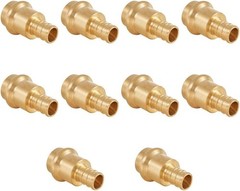 Pack of 10 1/2″ Copper Press X 1/2″ PEX Crimp Coupling Brass Adapter, for Cop…