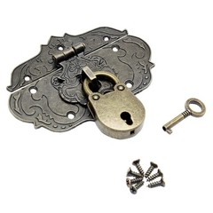 Litoexpe Antique Embossing Decorative Brass Hasp Clasp Latch Lock with Screws…