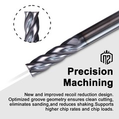 5PCS 4-Flute 1/4″ x 3/4″ x 2-1/2″ Solid Carbide End Mills – AlTiN Coated CNC Bit