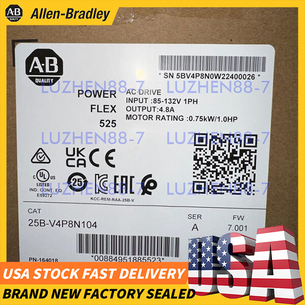 25B-V4P8N104 Series/A PowerFlex 525 AC Drive 0.75kW 1Hp New Selaed Allen-Bradley