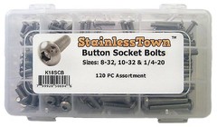 18-8 Stainless Steel Button Head Socket Cap Assortment Kit (Sizes 8-32 – 1/4-20)