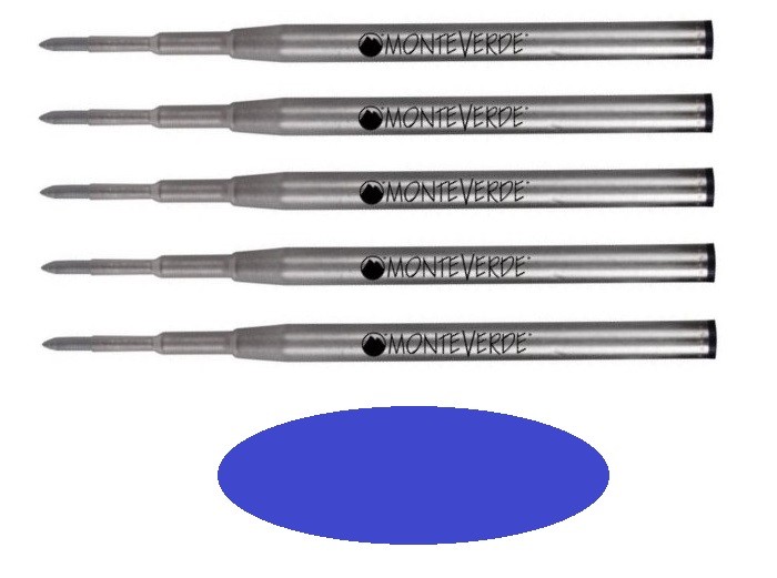 5 – MONTEVERDE Ballpoint Montblanc Style Pen Refill – GEL INK, BOLD POINT, BLUE