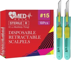 Retractable Disposable Scalpel 15 Disposable Dermaplaning Blades with Plastic