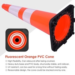 Orancl 12 – 36InchFlexible Black Base PVC Traffic Cone with Reflective Collar