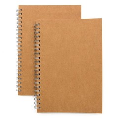 Soft Cover Spiral Notebook Journal 2-Pack, Blank Sketch Book Pack of 2, Brown