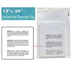 1000 12×16 Self Seal Suffocation Warning Clear Poly Bags 1.5 mil -ST ShipMailers