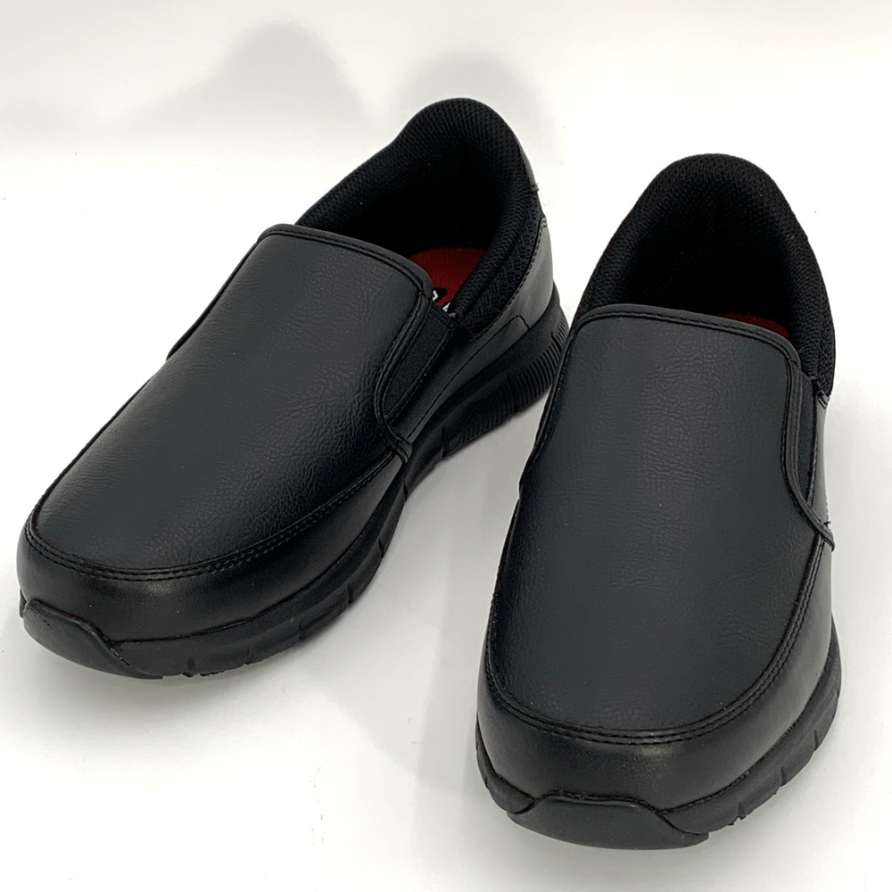 Skechers Work Nampa Groton Men’s 7.5 Black Slip Resistant Memory Foam Shoes New