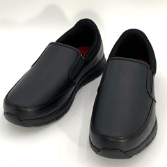 Skechers Work Nampa Groton Men’s 7.5 Black Slip Resistant Memory Foam Shoes New