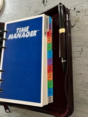 1990s Vintage “Time Planner” w/ Faux Burgundy Leather Ring Binder + New Pages