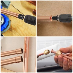 11pcs Swaging Drill Bit Tool Set Flare Tube Copper Pipe Expander for HVAC Repair