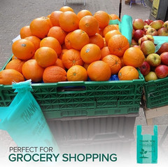 Eco Grocery Bags Disposable T-Shirt Thank You Bag with Handles for Supermarket,