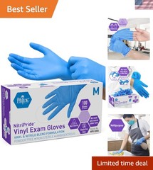 Durable Nitrile/Vinyl Exam Gloves – 100 Count, Blue, Powder-Free & Food Grade
