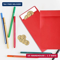 Red 100 Pack Cash Envelopes 3.5 x 6.5 inch,Coin Self Seal Envelopes For Savings