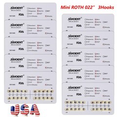 10Packs Soportes de ortodoncia dental Braces Mini Roth Slot.022 3 ganchos
