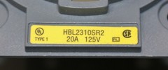 Hubbell Kellems Locking Receptacle HBL2310SR2, 125V 20A, Twist-Lock L5-20R, IP20