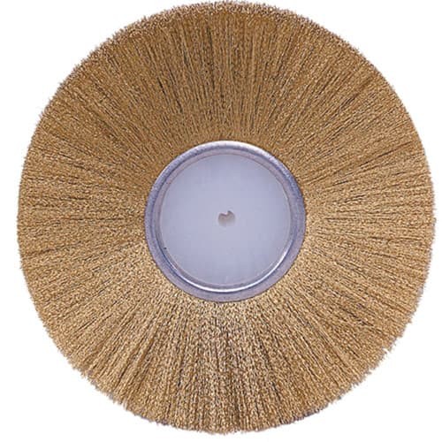 Weiler 22241 6in Plater’s Wire Wheel Brush .005 Brass 1/4in Arbor Hole