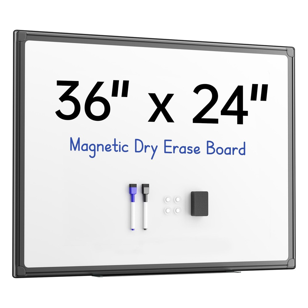 VUSIGN 36×24 Magnetic Dry Erase Whiteboard, Wall Mount, Black Frame