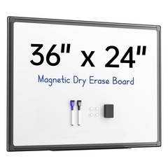 VUSIGN 36×24 Magnetic Dry Erase Whiteboard, Wall Mount, Black Frame