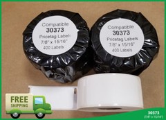 30373 Price Tag Rat Tail Style Labels 400 White Blank Thermal Adhesive BPA Free
