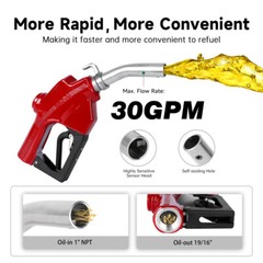 1” Auto Fuel Nozzle Auto Shut Off Diesel Transfer Nozzle W / Fuel Hose Swivel